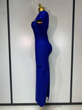 Celebrity Elegant Bandage Long Party Dress 2025 Women Sexy Square Collar Stretch Evening Prom Gown Club Luxury Birthday Dresses