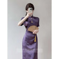 Olive Girl Purple Romantic Qipao for Garden Wedding 2026 Fairycore Photoshoot Everyday Wear S-XXL XS-3XL Plus Size Romantic Garden Party Editorial Not Costume Qipao Cheongsam Chinese Dress Chinese Heritage Fashion Women