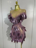 Women Birthday Evening Party Costume Luxury Sexy Mesh See Through Sparkly Diamonds Mini Dress Nightclub Stage Performance Outfit