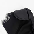 Sexy Lace Spliced Stand Collar Dress Women Summer Solid Slim High Waist Short Sleeves Leisure Dress Female Party Dress
