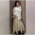 Fashion Women's Napoleon Shirts Loose Lapel Single Breasted Full Sleeve Female Blouses 2026 Summer Autumn Lady Chic Tops