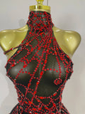 Sparkly Diamond Sexy Mesh Stretch Bodysuits Women Evening Nightclub Bar Party Show Gogo Dancer Clothing Stage Costume