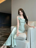 Olive Girl Dramatic Dress for Garden Wedding 2026 Fairycore Photoshoot S-L XS-3XL Plus Size Dramatic Silhouette Romantic Editorial Not Costume Hanfu Chinese Dress Traditional Chinese Clothing Chinese Heritage Fashion Women