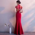 Red Traditional Chinese Style Bride Wedding Dresses Embroidery Cheongsam Gown Robe Party Evening Dress Marry Vestido