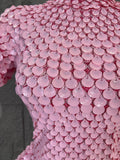 Lady Fish scales shell sequins Scale Sequin Bodysuit HighNeck Short Sleeve Ruffle Skirt Costume For Women Nightclub Stage Wear
