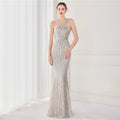 High Quality Women Design Maxi Dress Sexy One Shoulder Sequin Evening Dress Party Night Elegant Long Prom Dress Vestidos