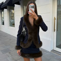 Autumn Skirt 2-Piece Set Women Elegant Fleece Shawl Fashion Patchwork Maxi Skirts Sets Luxury Vintage Female Dress Set