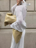 Solid Spliced Print Two Piece Set Female Turtleneck Long Sleeve Top French Commute Women's Skirt Sets Fashion New