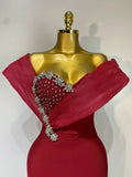 Women Sexy One Shoulder Sparkly Diamonds Long Bodycon Bandage Dresses Luxury Birthday Party Celebrity Elegant Knitted Clothing