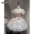 Olivegirl Lolita Style Sweet Ballet Cute Girl Lady Dress Fairy Heavy Industry Lace Birthday Party Princess Dress Jsk for Women
