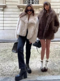 Chic Ins Blogger Brand Fashion Fake Fox Fur Jacket Coat Women 2026 Winter Luxury Design Big Collar Fur Coats Cool Girls Overcoat