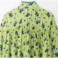 Bow Tie Neck Women Floral Print Set Long Puff Sleeve Cuff Trim Loose Blouse Vibrant Ethnic Midi Skirt Straight Hem Street Daily