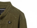 Green Napoleon Short Jeans Jacket Women's Chic Stand Collar Long Sleeve Zipper Crop Coat 2026 Lady Fall New Daily Street Outwear