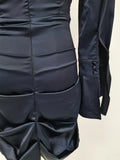 Navyblue Irregular Bodycon Dresses for Women Stand Collar Flare Sleeve High Waist Sexy Party Mini Dress Female New