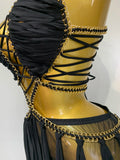 Women Sexy Hollow Out Backless Long Dress Two Piece Set Nightclub Stage Performance Costume Eveing Birthday Party Cocktail Dress