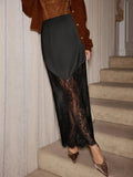 Vintage Lace Skirts Fashion Lace Patchwork Sexy See Through Skirts High Street Elegant Party Streetwear Women's Skirts