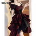 Olive Girl Red Embroidered Lolita Dress for Ren Faire 2026 Fairycore Photoshoot Everyday Wear S-XL XS-3XL Plus Size Hand Embroidered Dramatic Silhouette Romantic Editorial Not Costume Lolita Dress Chinese Heritage Fashion Women