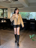 Retro Suede Coat Women's Hong Kong Style Double Breasted Suit Collar Winter New Arrival Chic Lightweight Luxury Coat