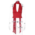 Women's Sexy Tank Top Summer Sleeveless Bandage Hollow Hanging Neck Tops New V-Neck High Waist Party Club T-Shirt Tops
