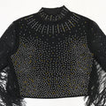 Sexy Mesh Sheer Rhinestone Two Piece Set Women Skirts Suits Crop Top and Mini Skirt Night Club Party Outfits Matching Set