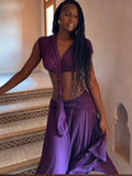 Braid Waistless Dress Women Peach Buttocks Backless Patchwork Summer Vacation Elegant Irregular Hem Party Vestidos