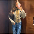 Women Olive Green Fur Collar Oversized Long Sleeve Fuzzy Trim Open Front Knit Cardigan Sweater Fall 2026 Casual Trendy New Wears