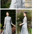 Vietnam Traditional Dress Aodai Chinese Improved Qipao Chiffon Fairy Women Elegant Oriental Improved Qipao Tea Art Hanfu Set