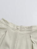 Office Spliced Folds Two Piece Set for Women Lapel Sleeveless Top High Waist Wide Pant Minimalist Suit Female New