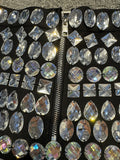 New Ladies Sparkling Luxury Crystal Backless Strapless Crop Top Diamond High Waisted Skirt Empire Shorts Women Set