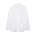 Fashion Women's Napoleon Shirts Loose Lapel Single Breasted Full Sleeve Female Blouses 2026 Summer Autumn Lady Chic Tops