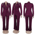 Fashion Pearl Splicing Women's Set Long Sleeve Blazer and Wide Leg Pants Suit 2024 Winter OL Fall Two 2 Piece Set Outfit