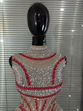 Sparkly Rhinestones Women Sleeveless Sexy See Through Bodycon Mini Dress Bar Singer Celebrity Red Carpet Birthday Outfit