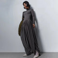 Sexy Hot Girl Solid Color Jumpsuits for Women Round Neck Long Sleeve Backless Side Split Streetwear Jumpsuit Female