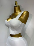 Women Sexy Top Short Skirt Bodycon Bandage Two Pieces Sets White Black 2025 Evening Party Luxury Birthday Outfit Nightclub Suits