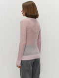 Mohair Round Neck Pullover Sweater For Women 2025 Spring Summer New Knitted Bottom Semi-sheer Knit Sweater Female Top
