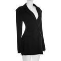 Chic Waist Cinching Mini Dress Women Fashion Full Sleeve Deep V-neck Double Breasted Short Dresses Lady Daily Party Street Gowns