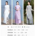 Vietnam Traditional Dress Aodai Chinese Improved Qipao Chiffon Fairy Women Elegant Oriental Improved Qipao Tea Art Hanfu Set