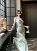 Olive Girl Dramatic Dress for Garden Wedding 2026 Fairycore Photoshoot S-L XS-3XL Plus Size Dramatic Silhouette Romantic Editorial Not Costume Hanfu Chinese Dress Traditional Chinese Clothing Chinese Heritage Fashion Women