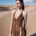 2026 White Black Women Turtleneck Long Tassel Sexy Perspective Design Maxi Dress Fashion Club Beach Vacation Party Dress