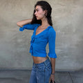 Ruffled Knit Casual Pullover Women's Bow Lace Up V-Neck Solid Slim Commuter T-Shirt Summer New Female Party Vacation Top