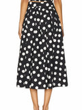Beach Party Two Piece Set for Women Halter Neck Sleeveless Vest High Waist Polka Dot A Line Midi Skirt Suit Female