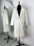 Full Sleeves Faux Long Coat Women's Fashion Casual Lapel Loose Warm Overcoats 2025 Winter New Daily High Street Outwear