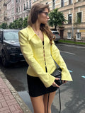 Women's Two Piece Skirt Suit Long Sleeve Blazer Jacket High Waist Mini Skirt Slim Elegant Office Lady Matching Set Autumn