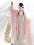 Olive Girl Pink Embroidered Fairy Dress for Ren Faire 2026 Garden Wedding Fairycore Photoshoot Everyday Wear S-L XS-3XL Plus Size Embroidered Flowing Sleeve Romantic Editorial Not Costume Fairy Dress Cottagecore Dress Chinese Heritage Fashion Women