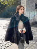 Women's Faux Fox Fur Coat Long Sleeve Lapel Collar Fluffy Thick Warm Short Mid Fall Winter Daily Street Fashion Outerwear 2026