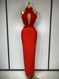 Luxury Birthday Dress Women Celebrity Sexy Halter Backless Flower Long Bandage Bodycon Dress 2025 Elegant Evening Party Outfit