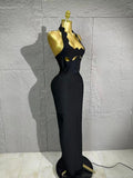 Women Halter Neck Sexy Cut Out Backless Bandage Long Dress Celebrity Elegant Evening Party Luxury Birthday Nightclub Dress