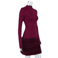 Women's Sexy Lace Patchwork Faux Fur Mini Dress Elegant Turtleneck Long-sleeve Hip Package Slim Dress Lady 2026 Chic Streetwear