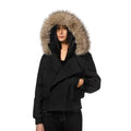 Fashion Faux Fur Trim Hooded Cotton Coat Women Asymmetric Zip Long Sleeve Puffer Jacket Female Winter Daily Warm Outfits 2026