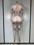 Sparkly Diamond Women Sexy Mesh Jumpsuit Nightclub Bar Party Show Gogo Dancer Clothing Drag Queen Outfit Stage Costume